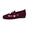 Embroidered Flat-soled Single Shoes Women's Spring and Summer New Large-size Round Head Shallow Mouth Casual Women's Shoes