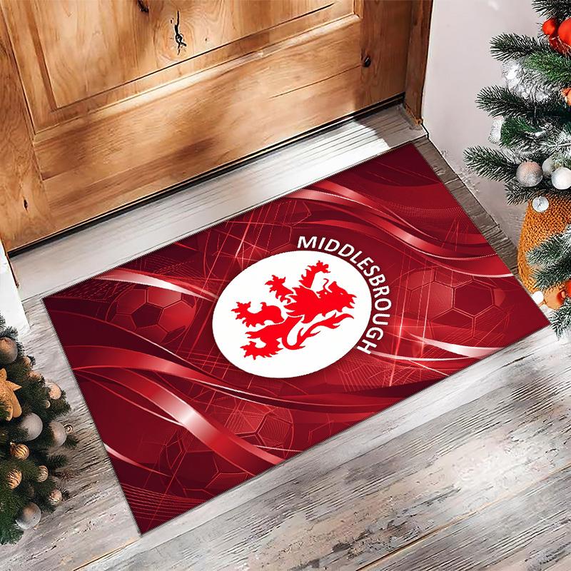 Middlesbrough FC Soccer Football Pattern Soft Area Rug Non Slip Indoor Floor Carpet Sports Decor Mat for Bedroom