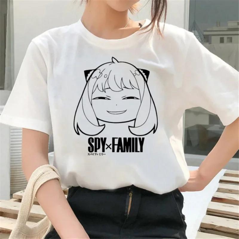 Spy X Family Periphery Cartoon Funny Printed Unisexs Tshirt Lovers Loose Kawaii Tshirt Y2K Round Neck Fashion Tshirt