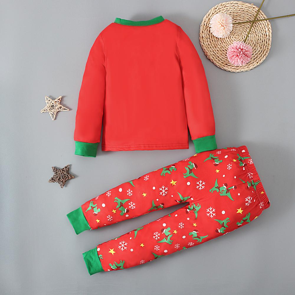 Рождественский Санта-Клаус, олень, динозавр, детская рубашка и брюки, пижамный комплект из 2 предметов для 2-7 лет