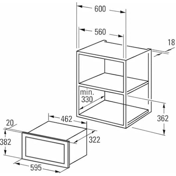 CATA - MMA 20 X - Встраиваемая микроволновая печь - Нержавеющая сталь - Внутренняя поверхность из нержавеющей стали - Установка в навесной шкаф - 5 уровней