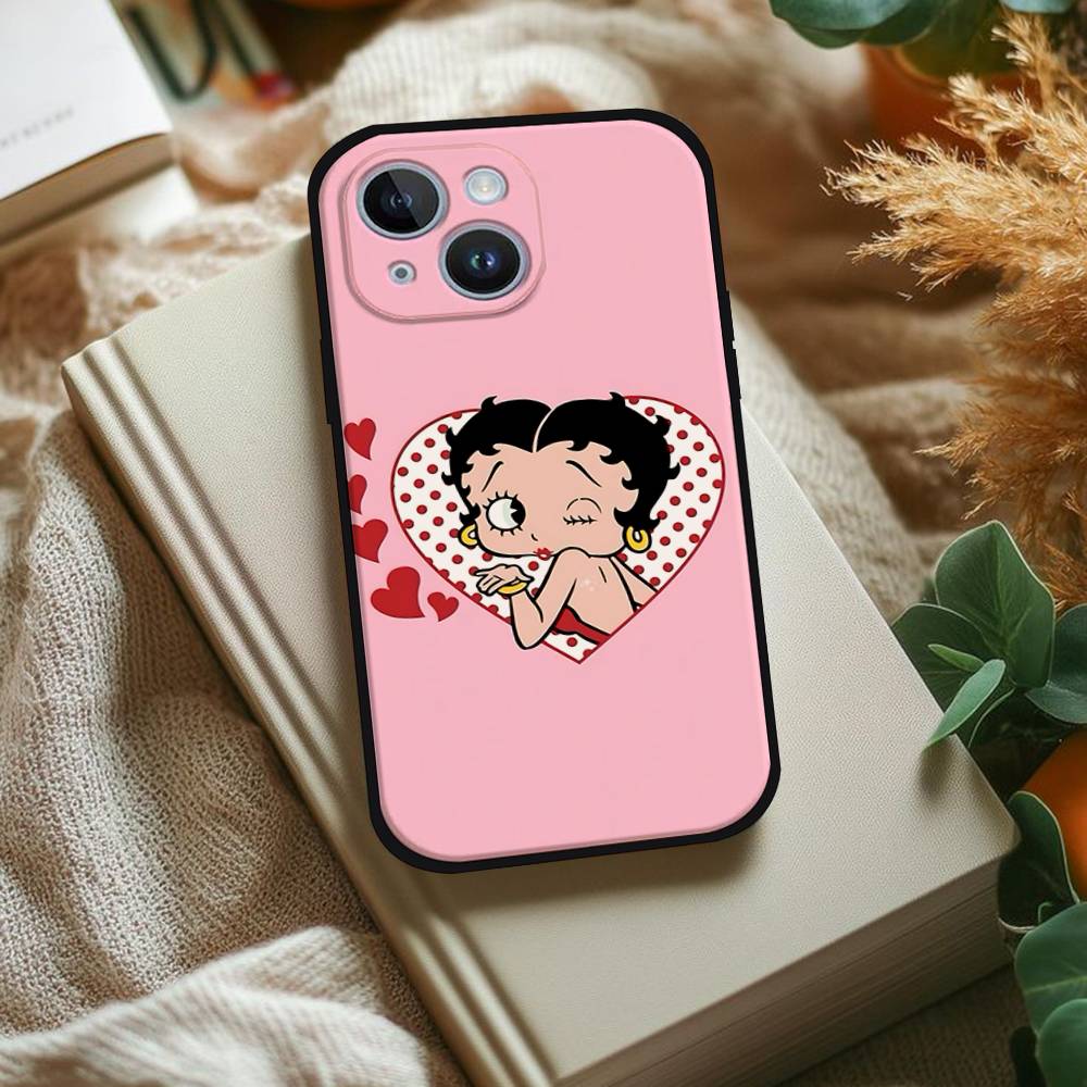B-Бетти-Милый-Буп Чехол для телефона Для iPhone 1716 15 14 13 Pro Max 11 12 Mini X Xs XR Черный Силиконовый Чехол