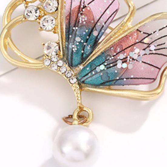 Женская брошь в форме бабочки, искусственная сумка с жемчугом, противоскользящая нержавеющая сталь со стразами, пальто, воротник, шляпа, шарф