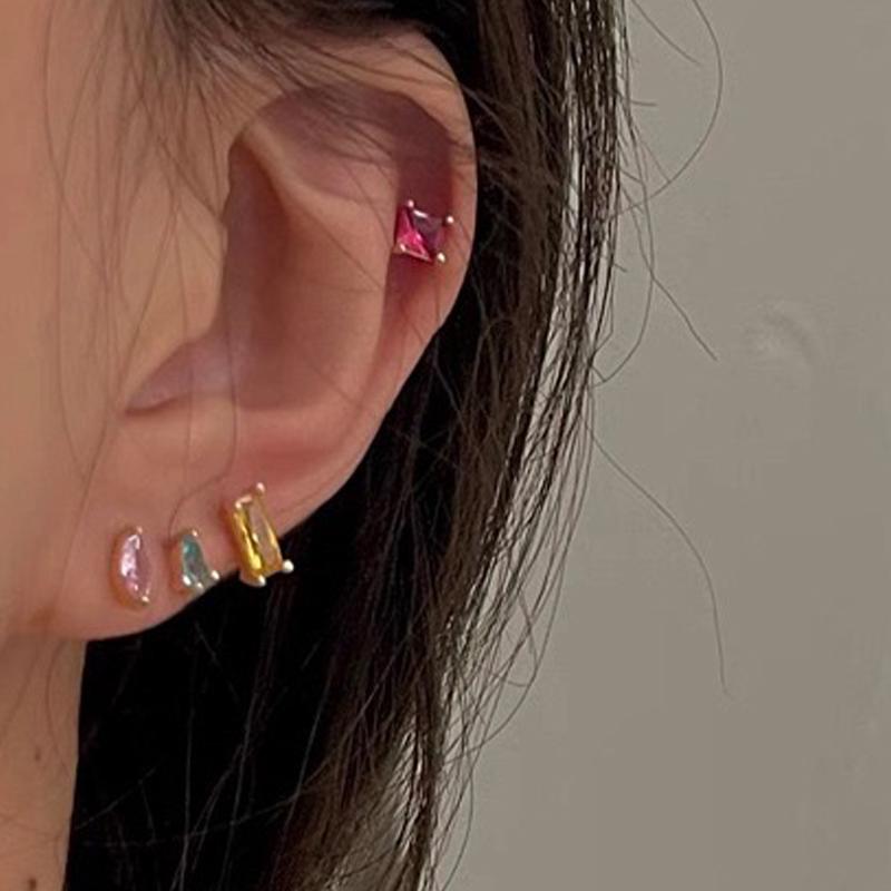 5 шт./компл. роскошные красочные серьги-гвоздики с кубическим цирконием, ослепительные простые женские свадебные серьги с цирконием, ювелирные изделия