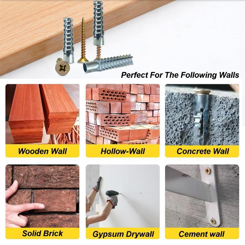 200/10 комплектов расширительных труб для пустотелых стен, плитки, гипсокартона, анкеров с самонарезающими винтами, сверлильных заглушек, распорных болтов.