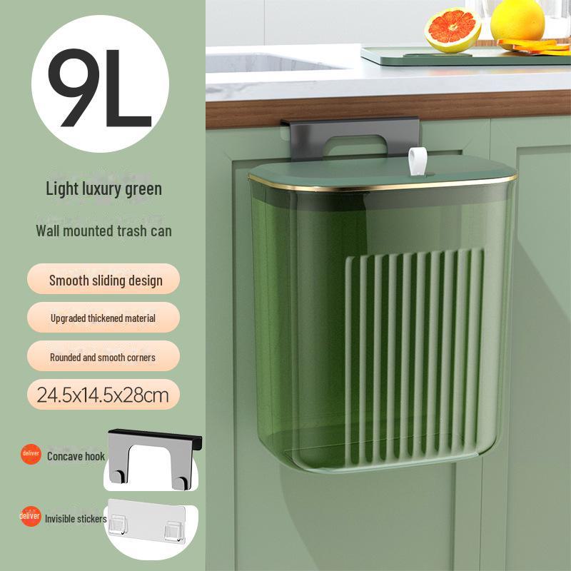 Wall-Mounted Kitchen Waste Bin with Lid - Versatile Trash Basket for Kitchen or Bathroom.