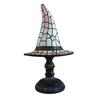 Nostalgie Stained Glass Witch Hat Lamp, USB Powered Night Light for Bedroom Shelf Decor, Halloween Warm Glow Gothic Table Lamp Home Office