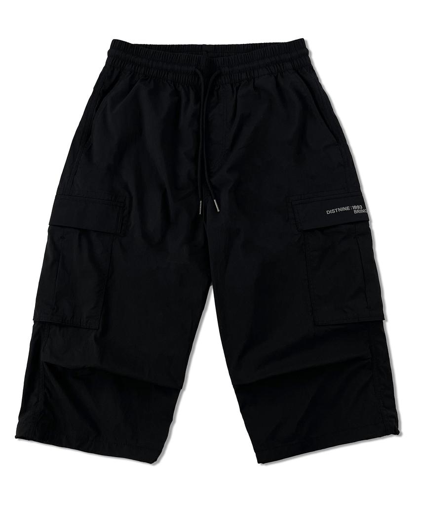 DISTN9NE Knee-Length Elastic Parachute Cargo Pants Lq2Pu403_Black