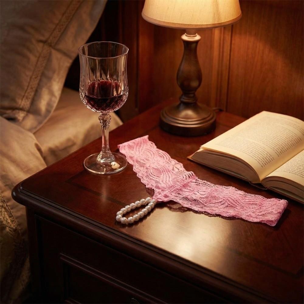 Mesh Flower Underwear for Women Hollow Open Crotch Thin Belt Thong Lace Underpants Hotel