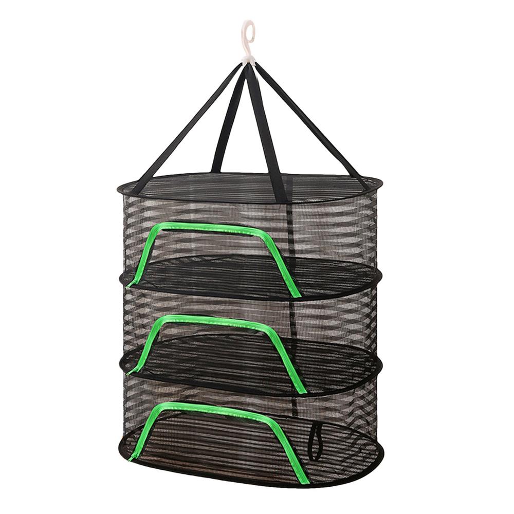 Складная сетчатая сушилка для овощей, 3 слоя, с застежками-молниями, портативная, прочная, нейлоновая веревка, многофункциональная, сетчатая сушилка для овощей