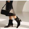Модные ботильоны на кошачьем каблуке с острым носком для женщин, дизайн из мягкой кожи и полиуретана, низкий каблук, широкое голенище, ботильоны в французском стиле, botines mujer