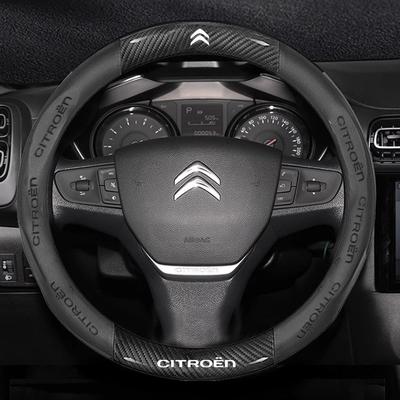 38см Противоскользящая кожаная карбоновая оплетка руля для C1 C2 C3 C4 C5 C6 C4L Berlingo Picasso Aircross Sega Elysee