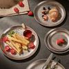 304 Stainless Steel Round Dinner Plate Flat Round Shape Coffee Tray  Western Meal Use