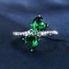 Кольца с двойным сердцем для женщин, модное кольцо с зеленым кубическим цирконом, кольцо с камнем, ювелирные изделия для свадебной вечеринки