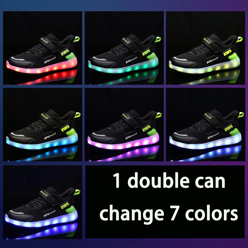 Children Luminous Sneakers Charging Switch LED Bling Bling Kids Glowing Sneakers Girls Laughing Shoes