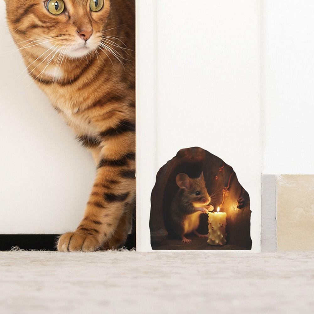 Мини-наклейки на стену в виде мышиной норы, симпатичная 3D-наклейка на стену в виде крысы, креативная маленькая наклейка в виде крысиной норы, вход