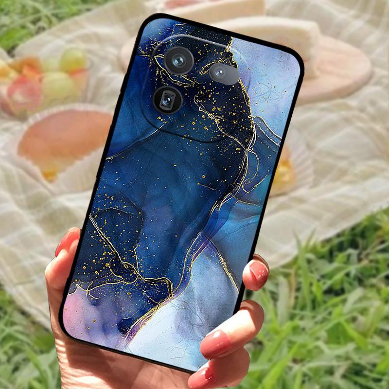 Чехол для Vivo IQOO 12 Pro Мягкий Мраморный Черный Силиконовый Задняя Крышка Телефона Для Vivo IQOO 12 Pro Чехол Крышка IQOO12 Pro Coque Funda