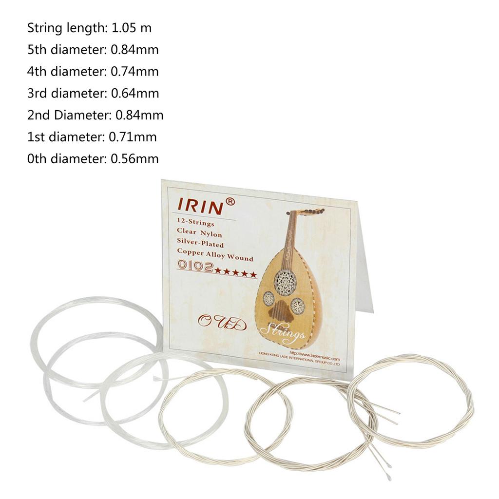 Arabic Oud Strings,Replacement Oud Strings Set String Instrument Accessory Nylon Silver Plated Copper Alloy Wound String