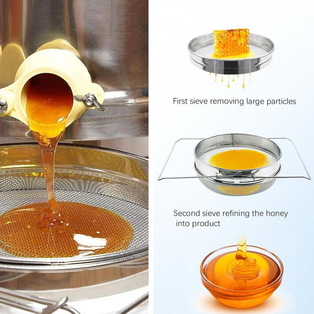 Двойной сетчатый медовый фильтр из нержавеющей стали для пчеловодства с регулируемой телескопической рукояткой подходит для 5-галлонного ведра