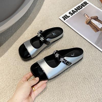 Французские туфли на плоской подошве с маленьким ароматным ветряным мешком, мягкой подошвой и полузадником для ношения на улице весной и летом 2025 года, новая модель на одной педали