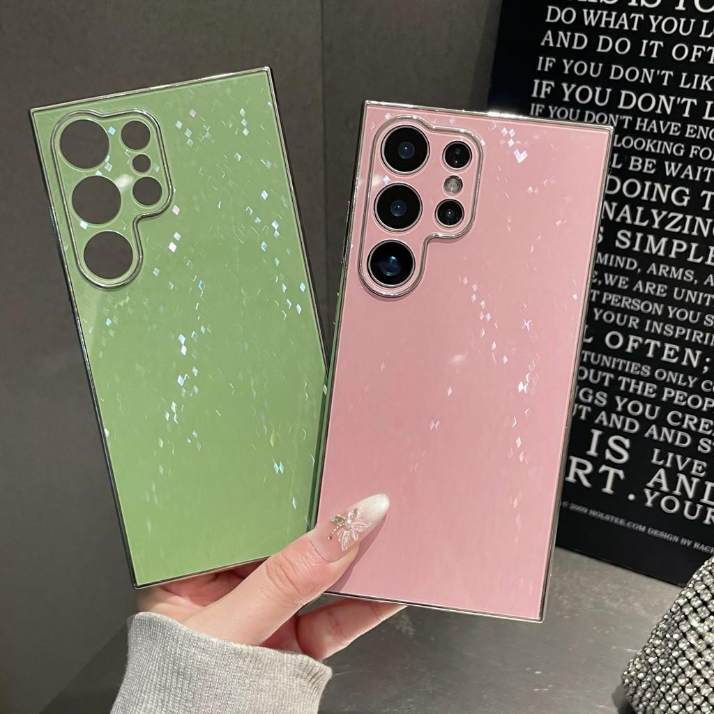 Samsung S24ultra Mobile Phone Case Full Inclusive Anti-fall S23ultra Advanced Electroplated Diamond Shaped Glitter Shell