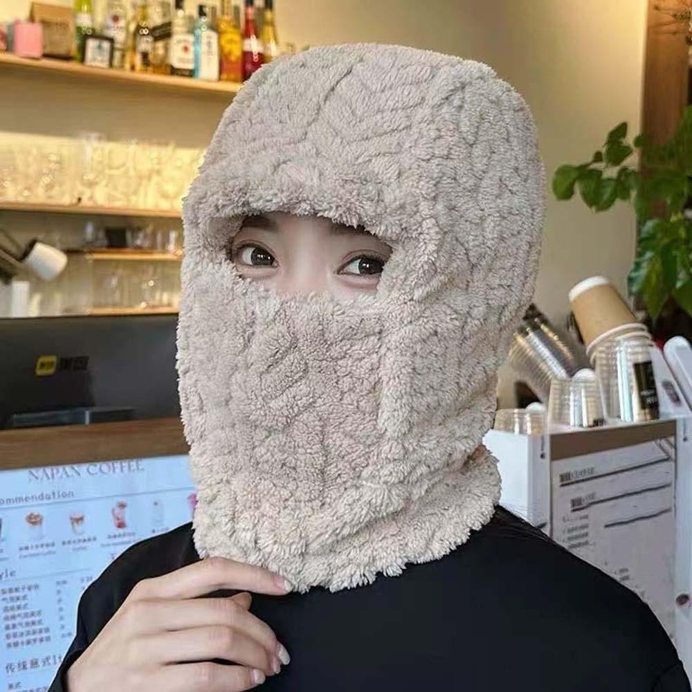 Polyester Warm Wrap Head Hat Solid Color Compact Cap Scarf Ski Windproof Cap  Women