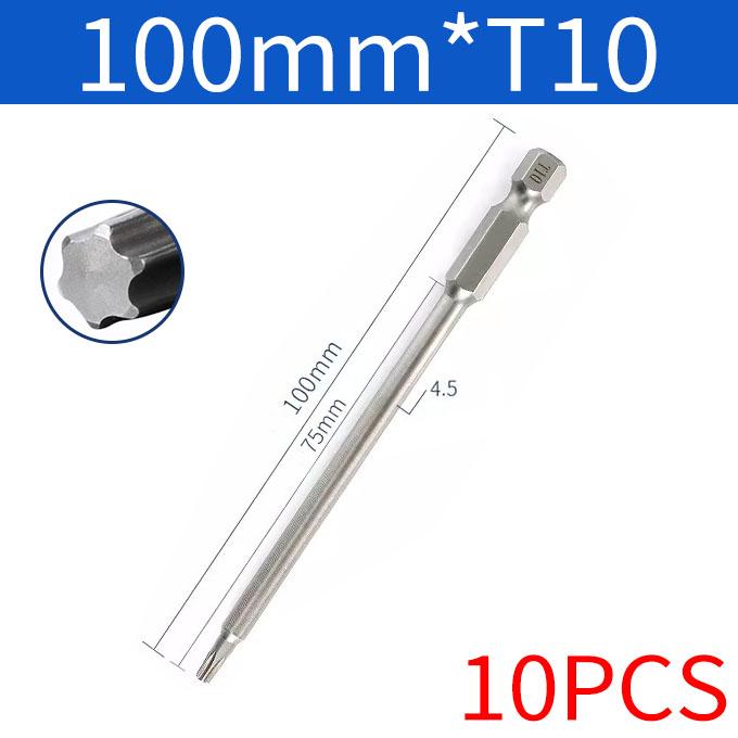 Набор из 8/10 шт. 1/4" 100 мм магнитных бит Torx для электрической отвертки, высококачественная отвертка Torx T8-T40