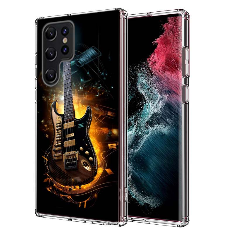 Retro rock Music Electric Guitar Phone Case For Samsung S25 Edge S24 FE Galaxy S21 S20 FE S23 S22 Ultra S10 Plus S10E Cover Clea