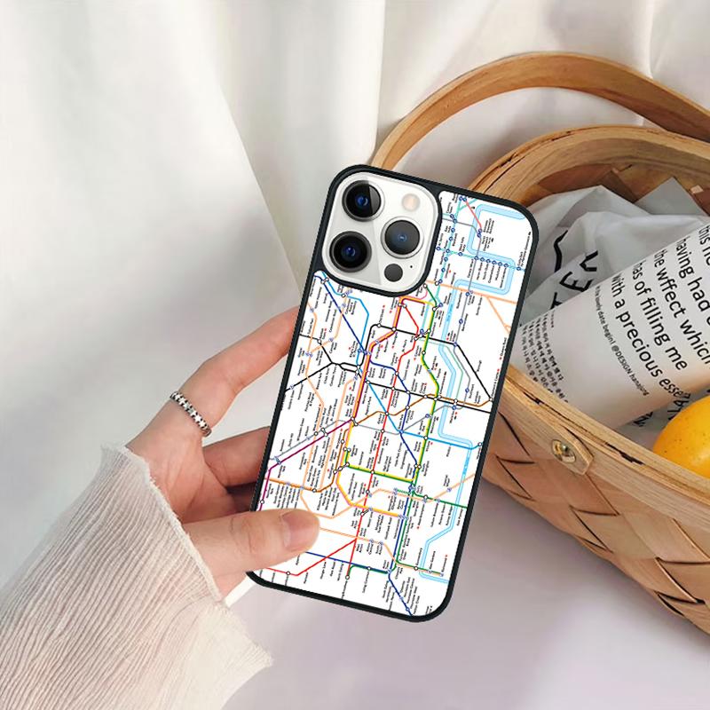 London Underground Tube Map Phone Case For iPhone 17 Air 16 15 14 11 12 13 Pro MAX Plus coque Cover Shell
