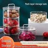 Многослойная стеклянная банка для хранения с крышкой, штабелируемая, для салатов, конфет и многого другого