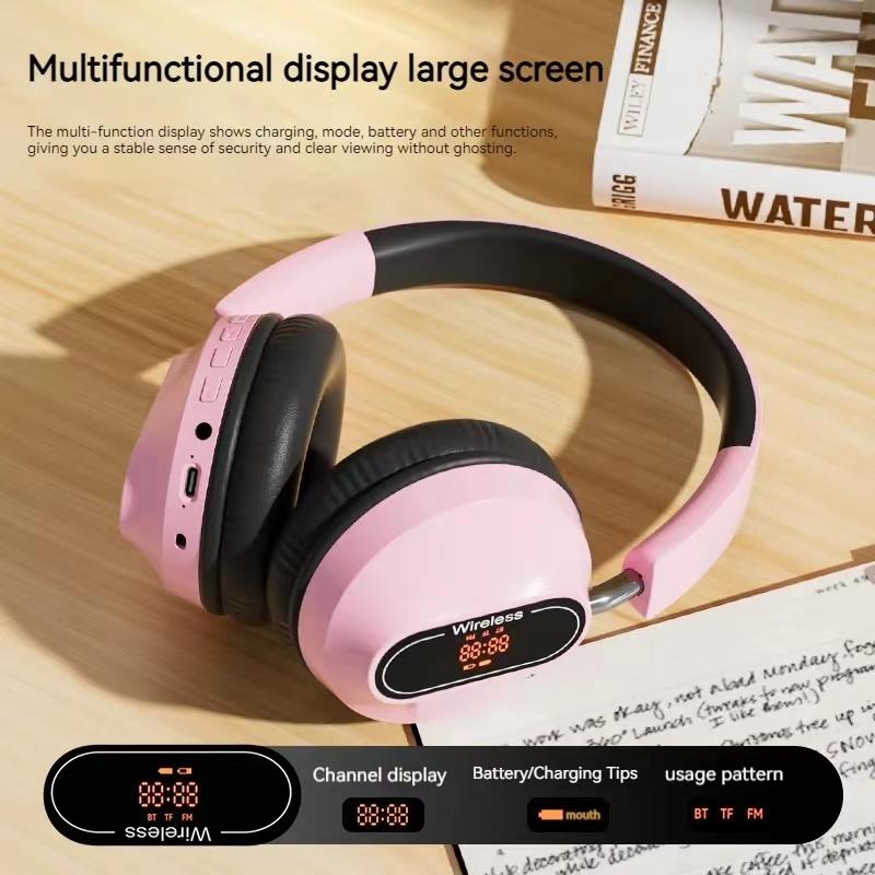 Цифровой дисплей Беспроводные Bluetooth-наушники Гарнитуры с шумоподавлением Hi-Fi Стереонаушники Спортивные геймерские наушники Поддержка TF/FM