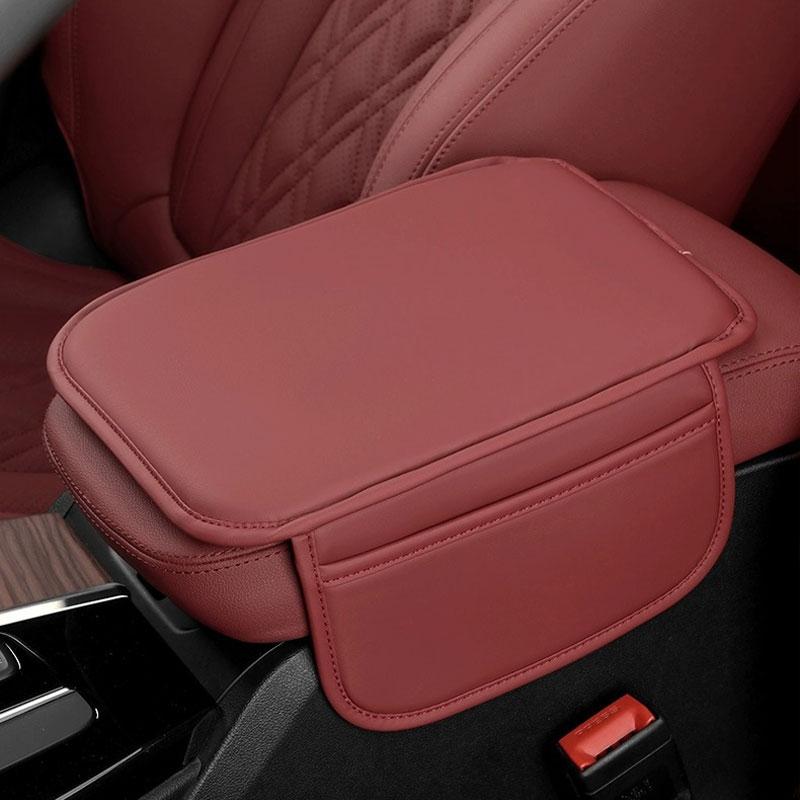 Утолщенная версия защитного чехла для центральной консоли автомобиля, кожаный улучшенный подлокотник, подушка, коврик для подлокотника с боковым карманом для хранения вещей