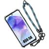 Protective Case - BOOLING - for Samsung Galaxy A55 5G - Transparent Silicone - Removable Blue Wristband - Shockproof