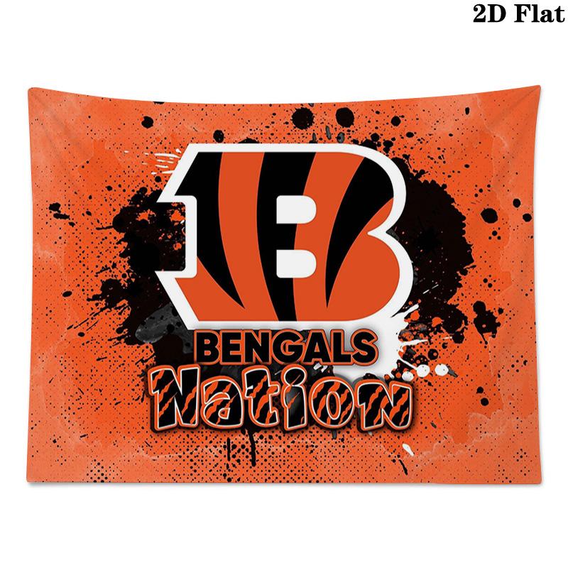 Cincinnati Bengals Logo Wall Tapestry Aesthetic Wall Hanging Printed Fabric Blanket Decorative Tapestries for Bedroom Living Room Home Decor