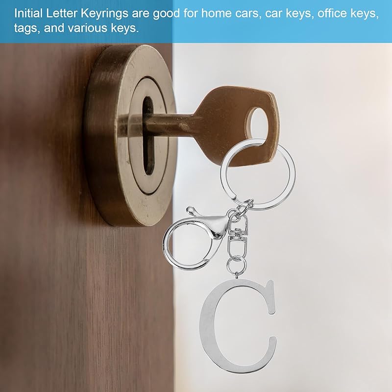 [PATIKIL] брелок с первой буквой алфавита A-Z Брелок с инициалом Милый металлический брелок с алфавитом ключ сумка для рюкзака Серебристый (M)