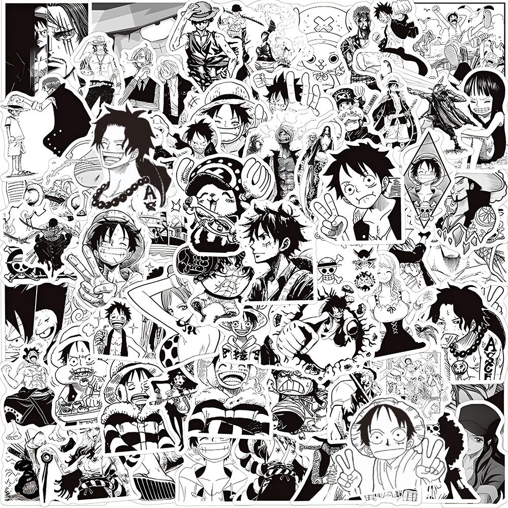 10/30/50/120 шт. Классические аниме-наклейки ONE PIECE Черно-белые аниме-наклейки DIY для мотоцикла, багажа, дневника Крутые наклейки Луффи Зоро