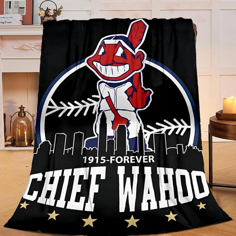 Cleveland Chief Symbol Blanket Flannel Throw for Sofa, Travel, Camping, Livingroom, Office, Chair and Bed Soft and Warm Holiday gifts