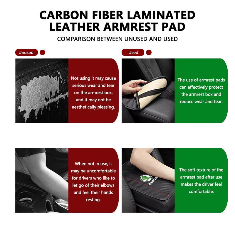 GQEW9 For Skoda Car Armrest Mat Center Console Arm Rest Protection Cushion Kamiq Karoq Octavia 2 3 Rapid Scala Kami Fabia VII VRS