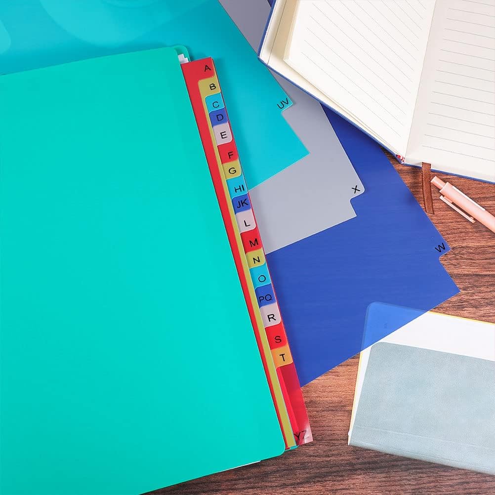 21 Tab A-Z Binder Dividers, 3 Ring Plastic Binder Dividers with Tabs Multicolor Alphabet Dividers for 2/3/4/11 Ring Binders, Letter Size (8.2×11.6