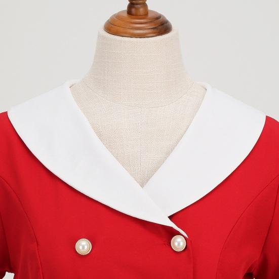 Женское платье для выпускного вечера Vinatge 50-х годов Вечернее платье трапециевидной формы с короткими рукавами и V-образным вырезом, декор на пуговицах, поддельное двубортное, со скрытой молнией, однотонное