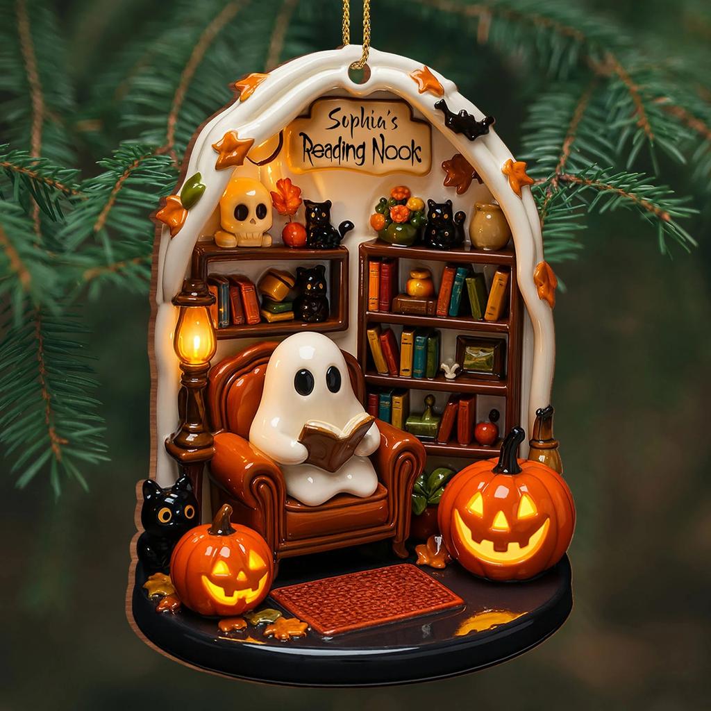 Read Halloween 2D Flat Acrylic Hanging Decoration Halloween Night Decoration Listing