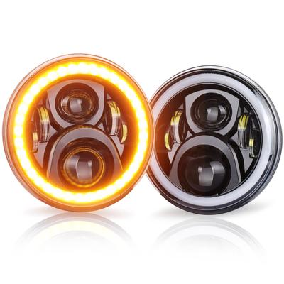 Светодиодные фары JK Wrangler с дневным светом и указателем поворота, совместимые с Jeep Wrangler Jimny Toyota FJ, комплект из черных 7-дюймовых фар, функциональные,