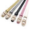 Bling Bling PU Leather Belt Glitter Pearl Buckle Belt Women Fashion Waist Strap