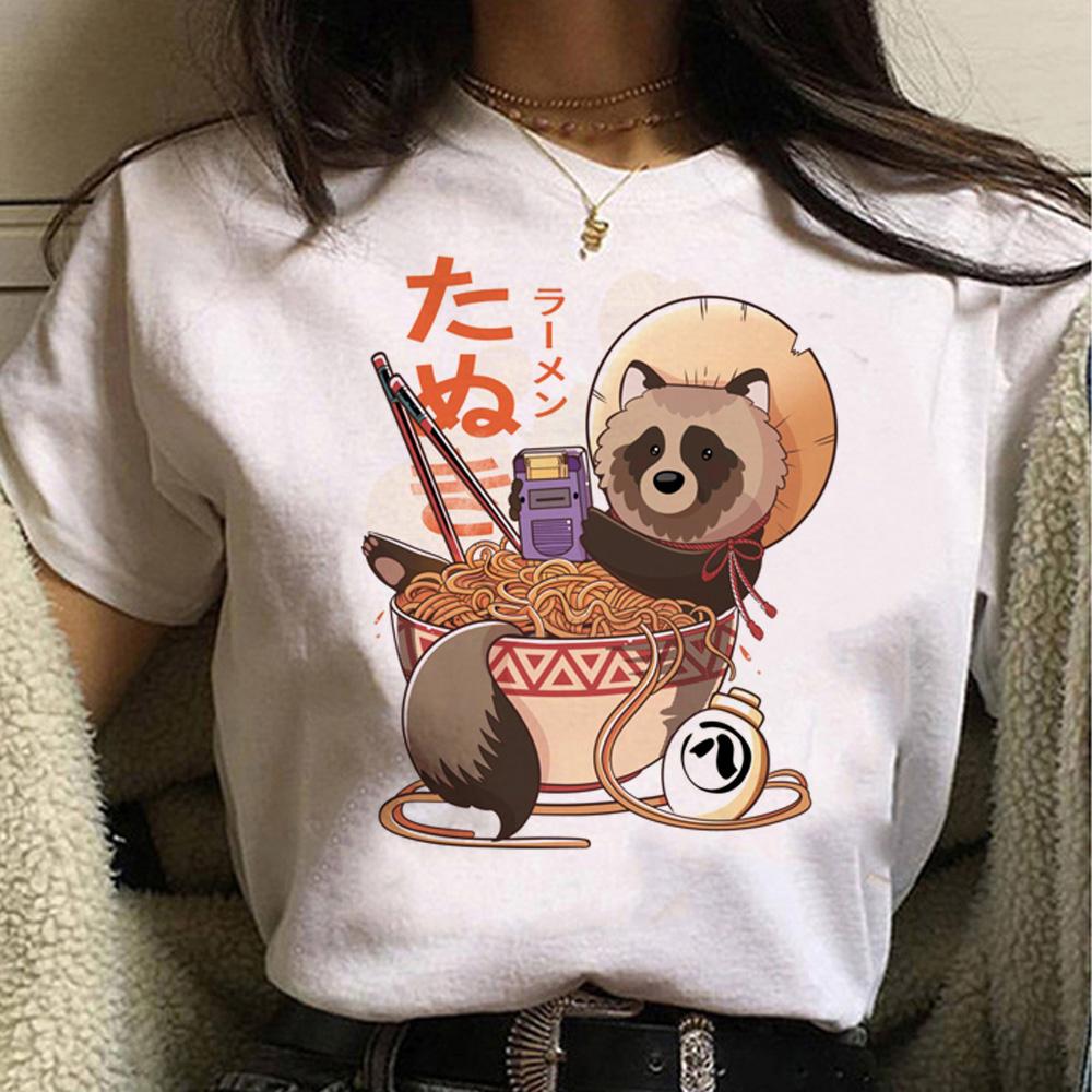 Racoon top women designer streetwear t shirt girl y2k 2000s clothing