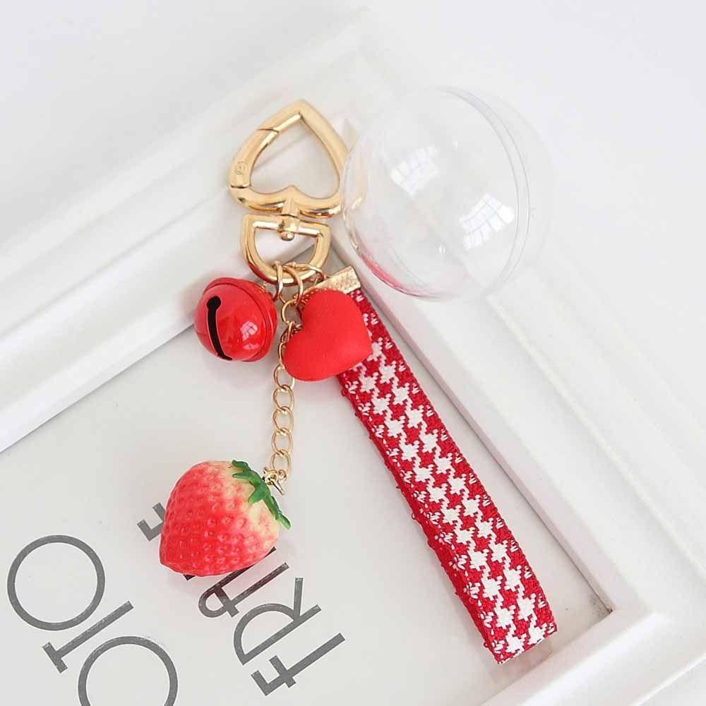 Holder Simulation Fruit Interior Accessories Keyrings Strawberry Keychain Jewelry Gift Bell KeyRing