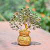 Дерево жизни бонсай из пирита – Золотой талисман фэн-шуй для богатства и гармонии – Декор для стола дома и офиса (7 х 3 дюйма)