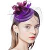 VALICLUD Bridal Hair Accessories Fascinator Headwear Vintage Purple Mesh Flower Mini Hat Wedding Headpiece for Women Special Occasion Banquet