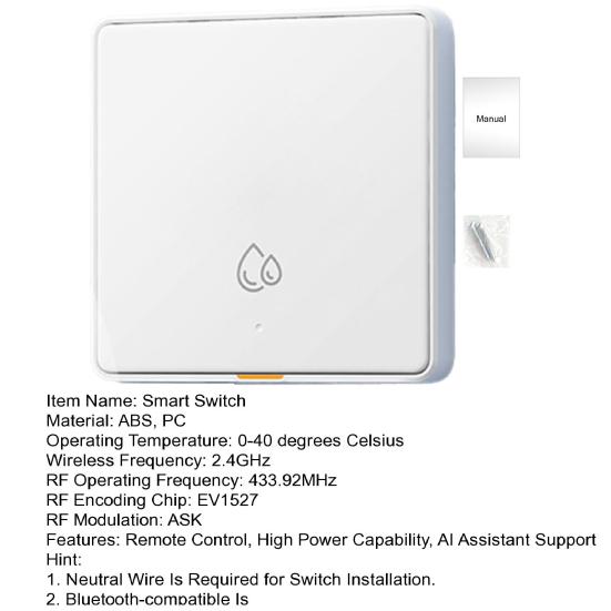 Smart Switch 4000W High Power Voice Control AI Assistant Support Real-Time Monitoring RF433 Remote Control AI Assistant Support