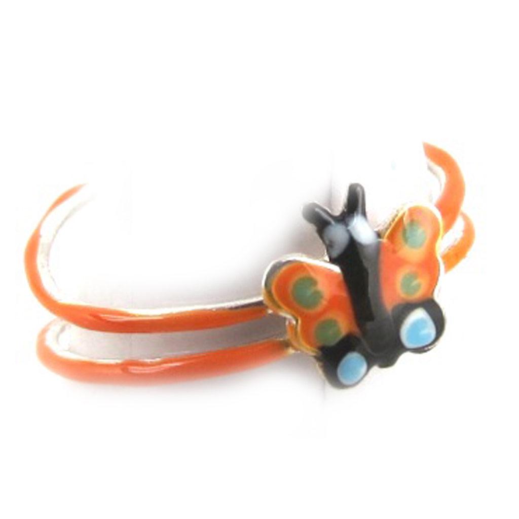 Les Trésors De Lily [N0343] - Bague Pied Argent 'Papillon' orange