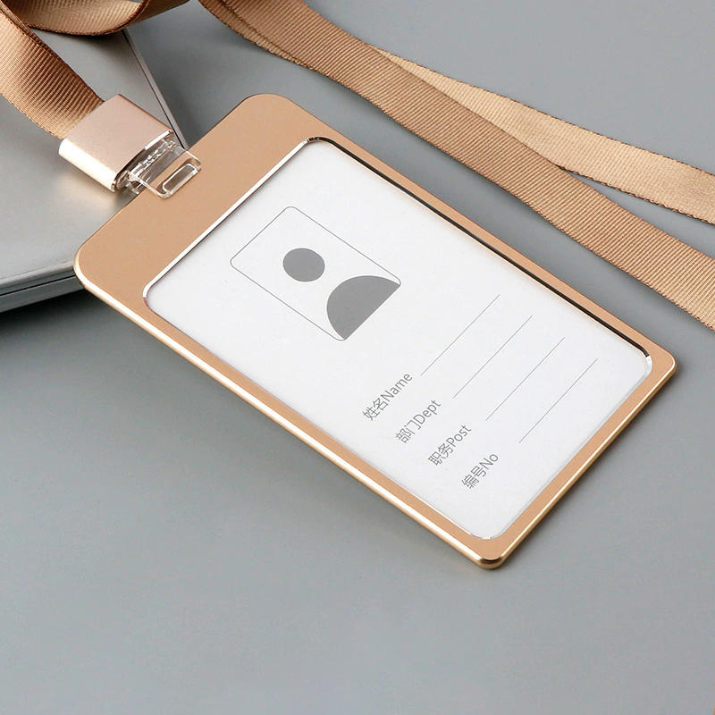 Metal Clip Buckle Aluminum Alloy Work Badge Card Holder Certificate Lanyard Chest Hanging Neck Brand Card Holder with Lanyard Rope Card Holder